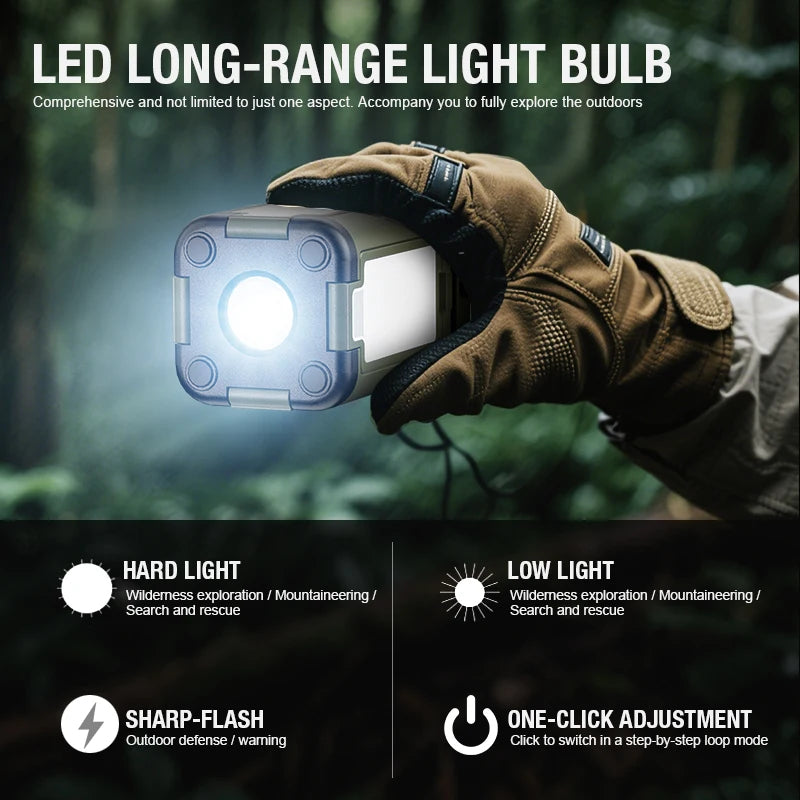 Campinglampa med solcell och USB-C