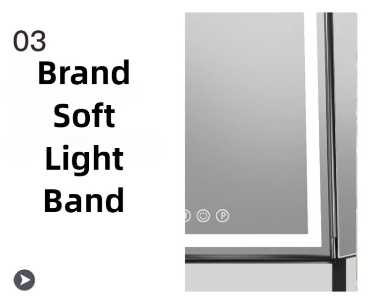Vikbar sminkspegel med LED-belysning