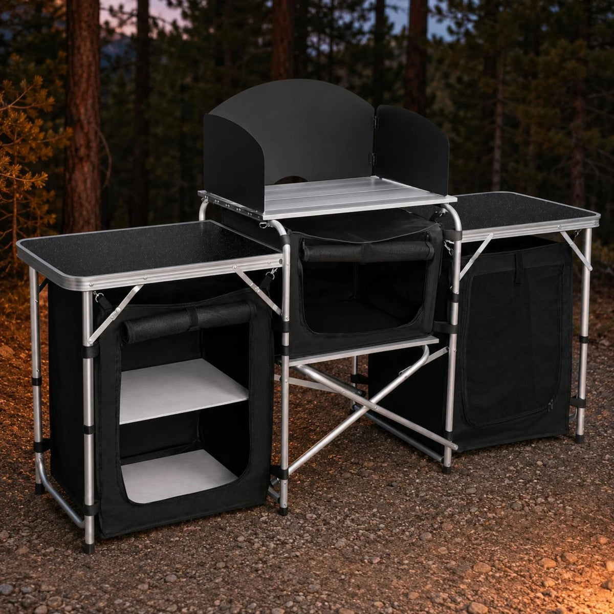 Hopfällbart campingkök med förvaring
