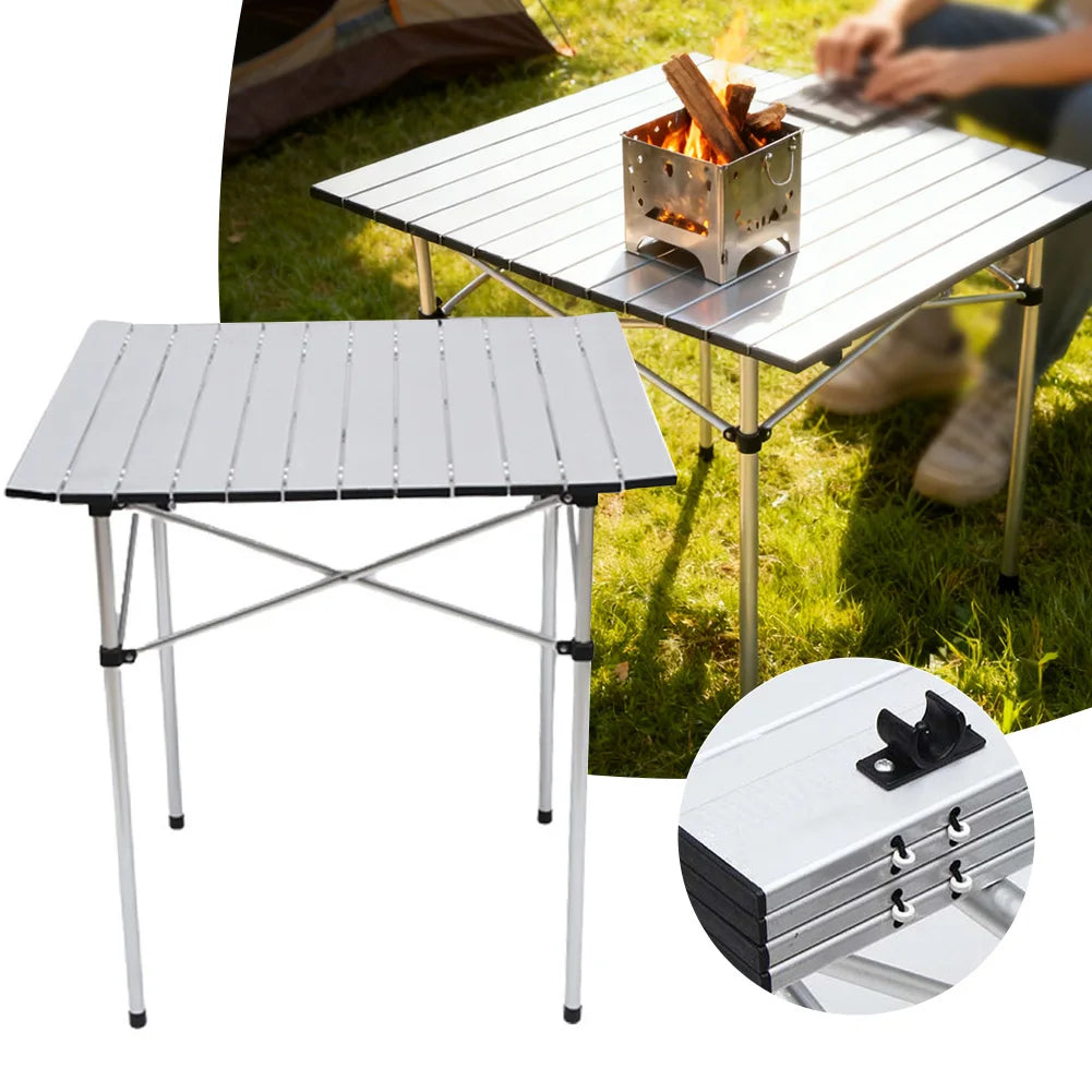 Hoprullbart campingbord i aluminium
