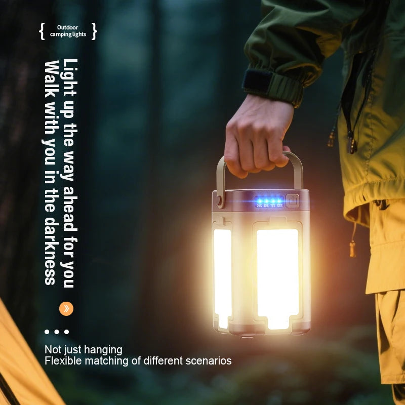 Campinglampa med solcell och USB-C