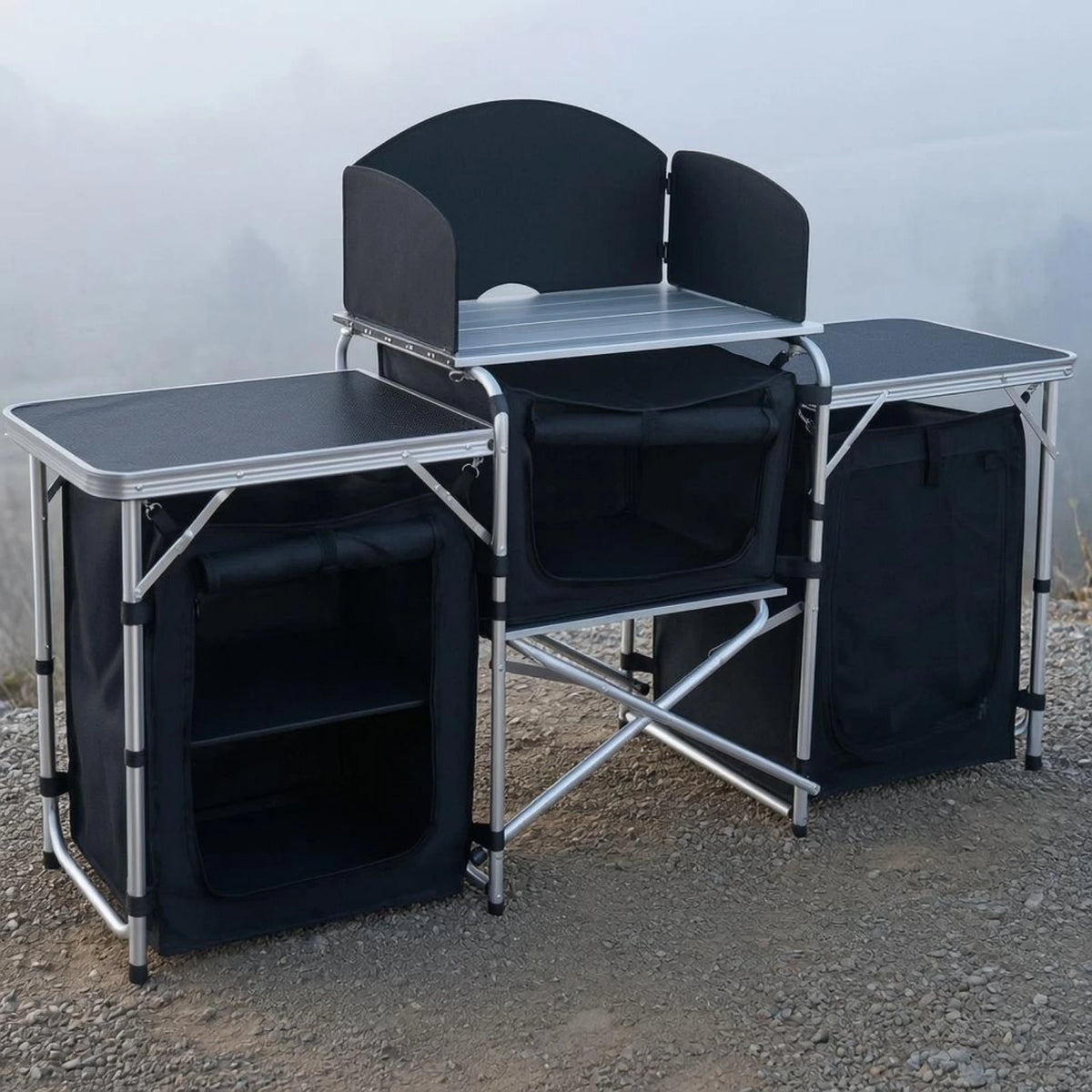 Hopfällbart campingkök med förvaring