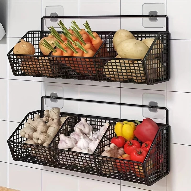 Väggmonterad korghylla för snacks och grönsaker