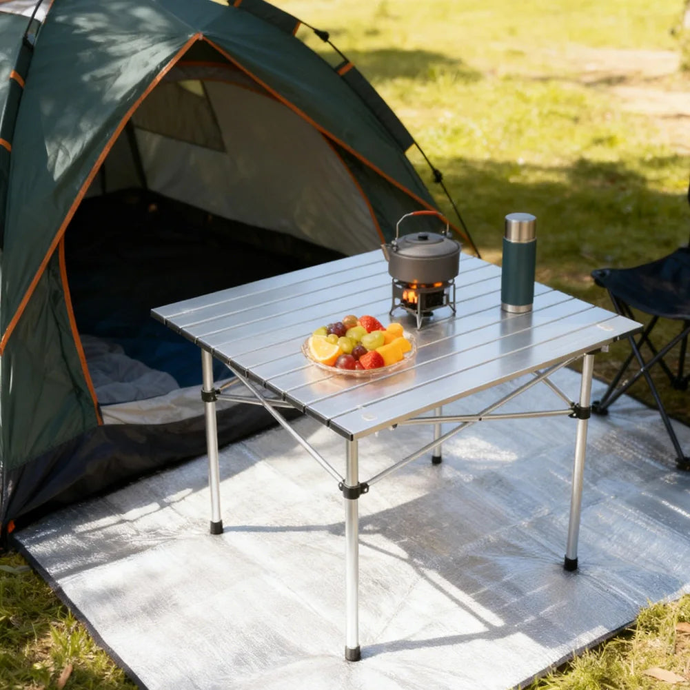 Hoprullbart campingbord i aluminium