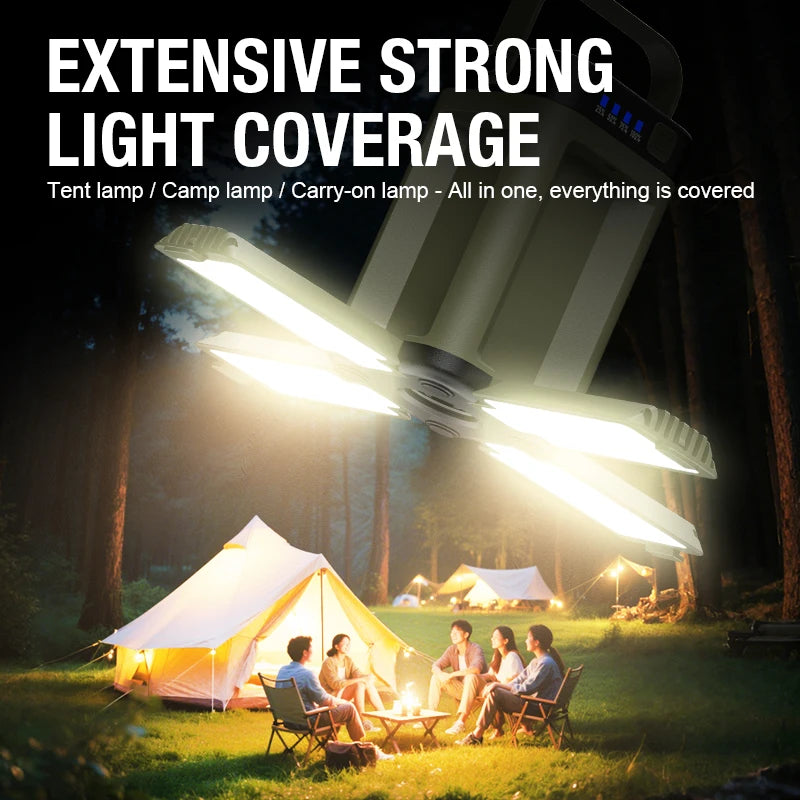 Campinglampa med solcell och USB-C