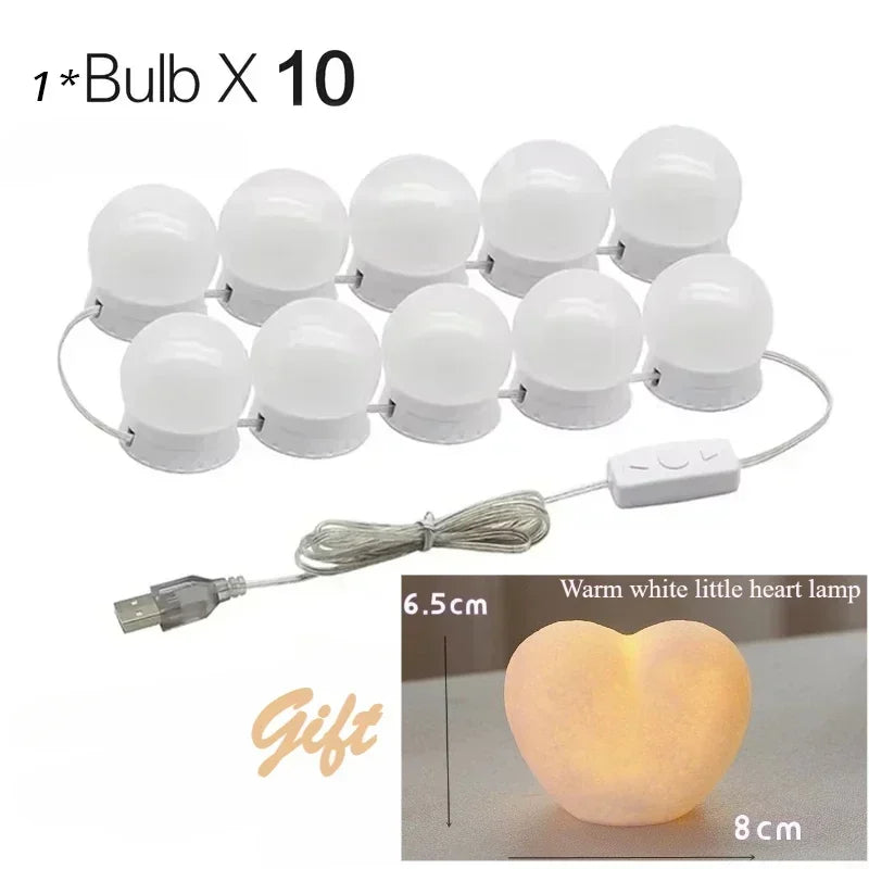 LED-lampor för sminkspegel, dimbara med USB