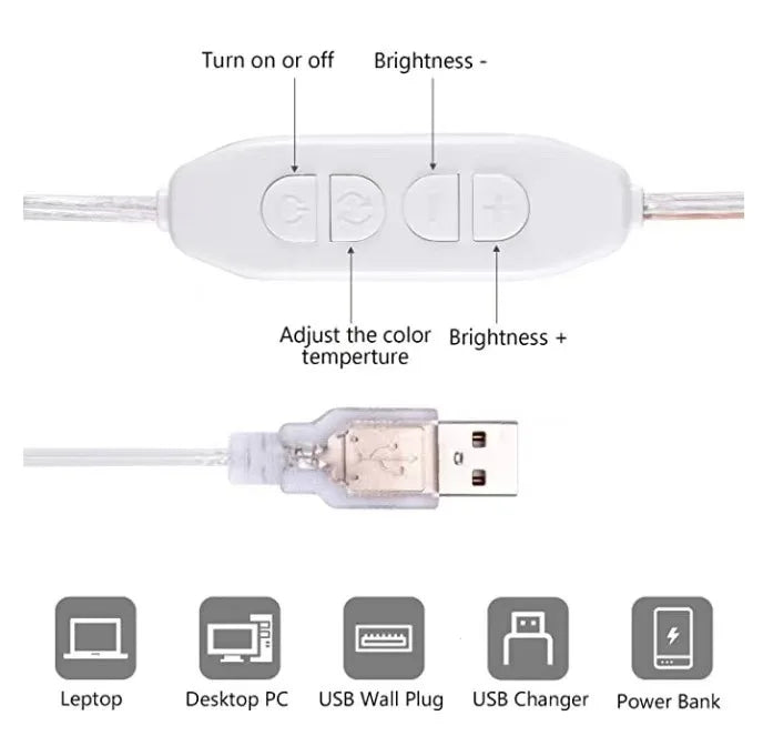 LED-lampor för sminkspegel, dimbara med USB