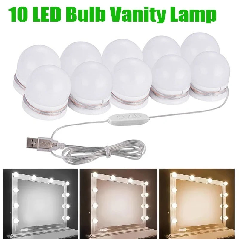 LED-lampor för sminkspegel, dimbara med USB