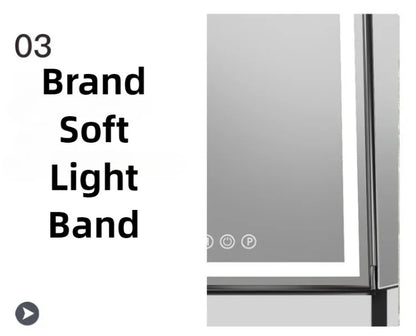 Vikbar sminkspegel med LED-belysning