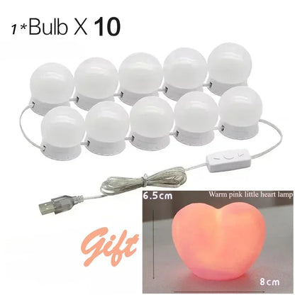 LED-lampor för sminkspegel, dimbara med USB