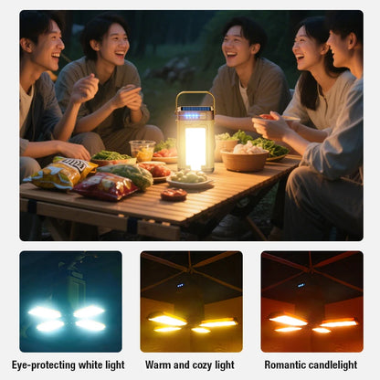 Campinglampa med solcell och USB-C
