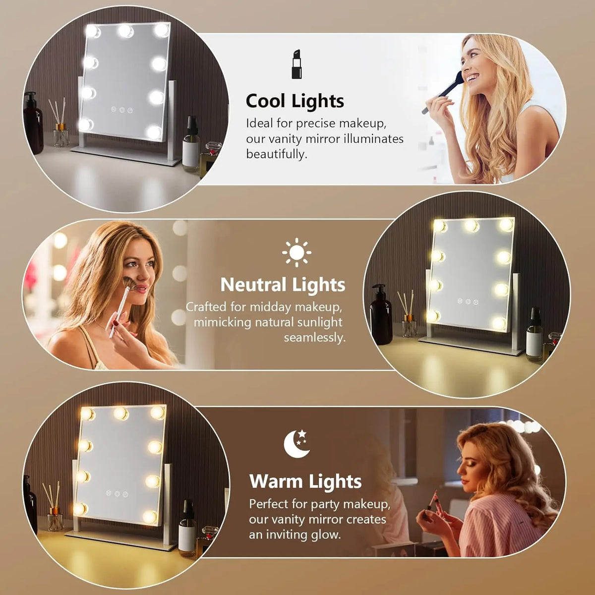 Hollywood-sminkspegel med 9 LED-lampor