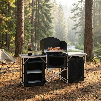 Hopfällbart campingkök med förvaring