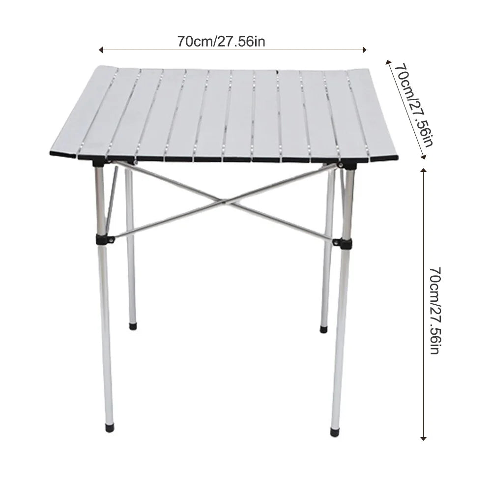 Hoprullbart campingbord i aluminium