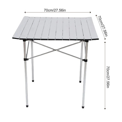 Hoprullbart campingbord i aluminium