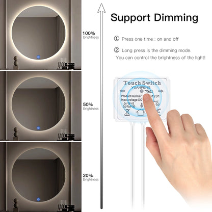 LED-list för spegel med touchdimmer, USB