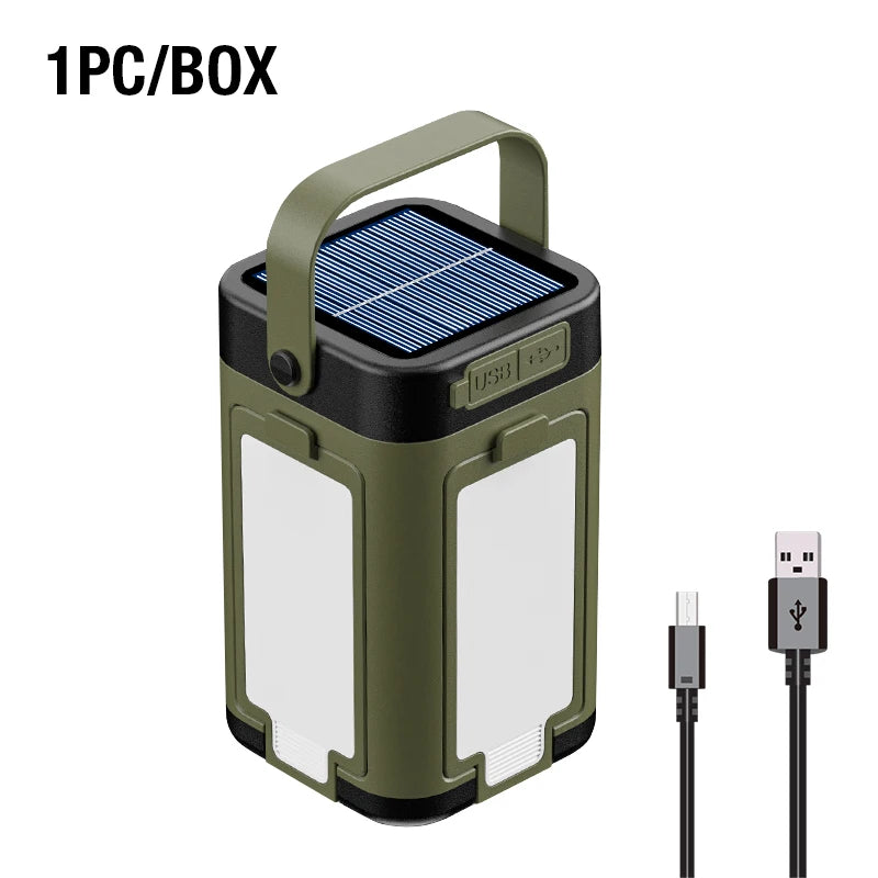 Campinglampa med solcell och USB-C
