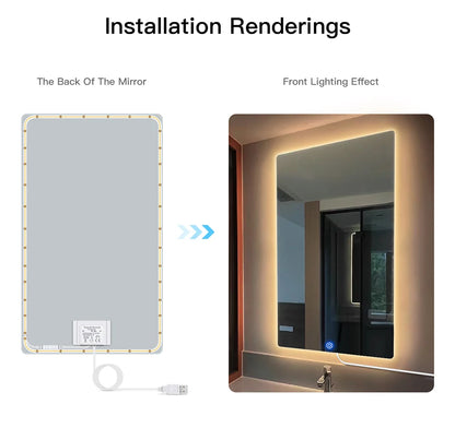 LED-list för spegel med touchdimmer, USB