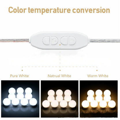 LED-lampor för sminkspegel, dimbara med USB